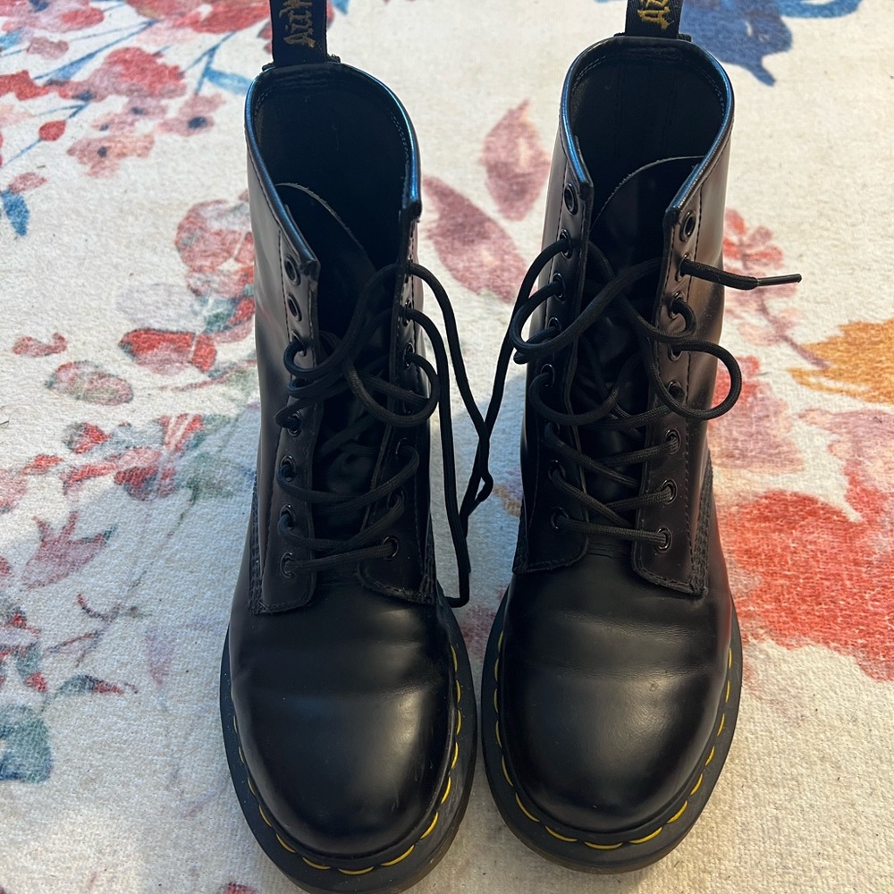 Classic Dr. Martens Black Leather Combat Boots